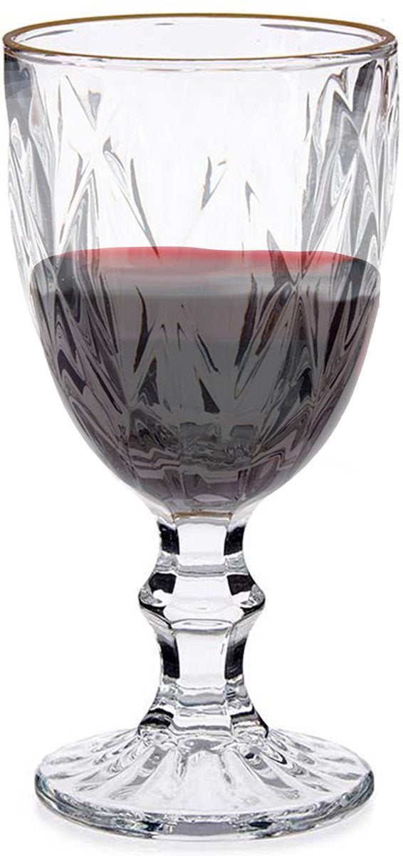 6x - crystal-look stemmed glasses - gold rim - 254 ml