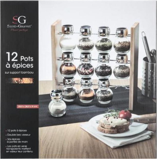 Étagère à épices avec 12 pots à épices