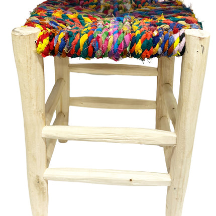 Tabourets marocains en bois multicolores