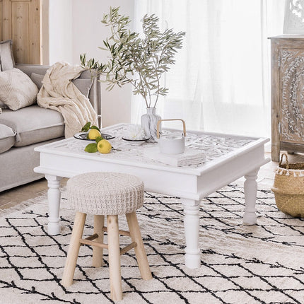 Tabouret en velours côtelé modèle Ibiza - D31 x H43 cm - sièges d'appoint