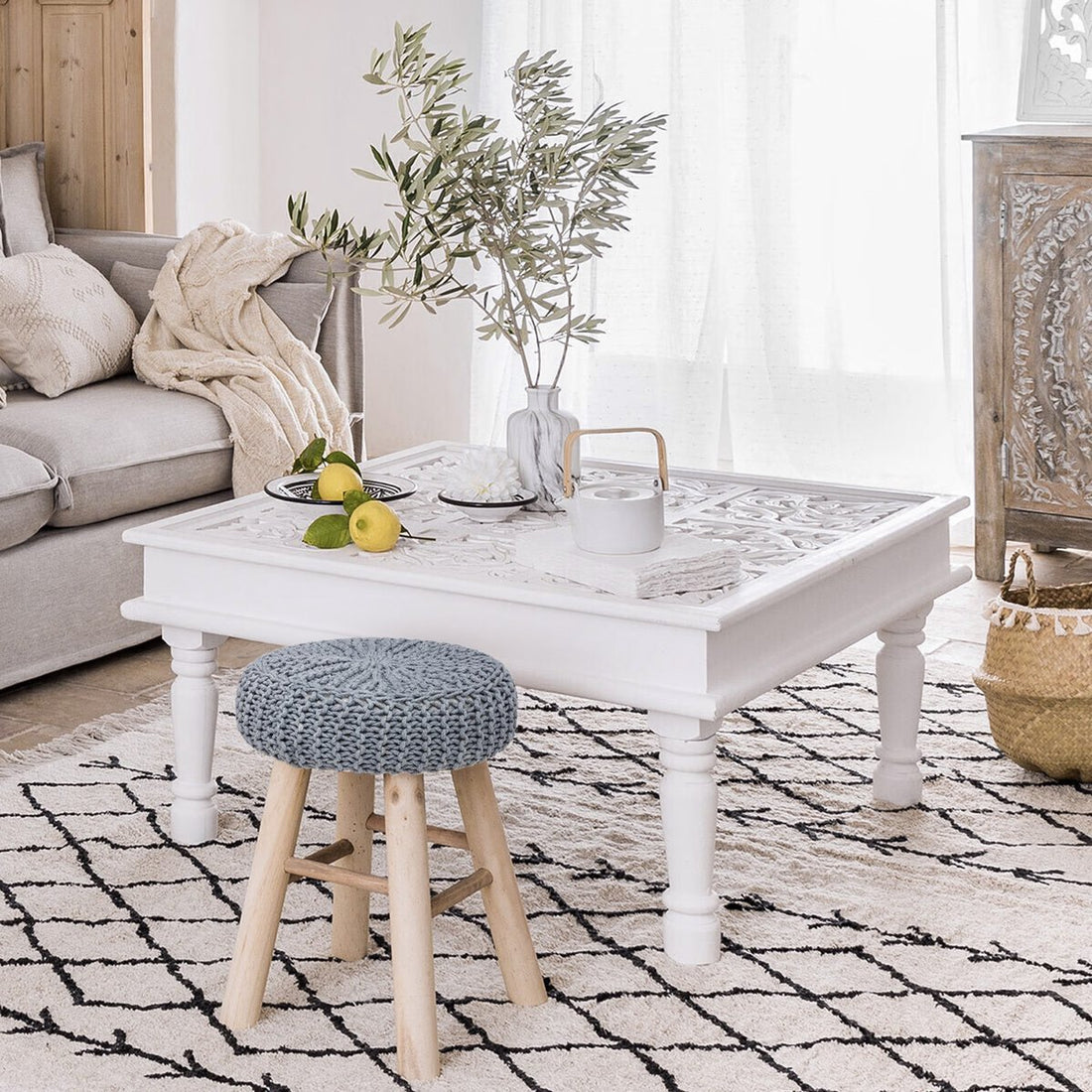 Ribcord stool model Ibiza - D31 x H43 cm - side stools