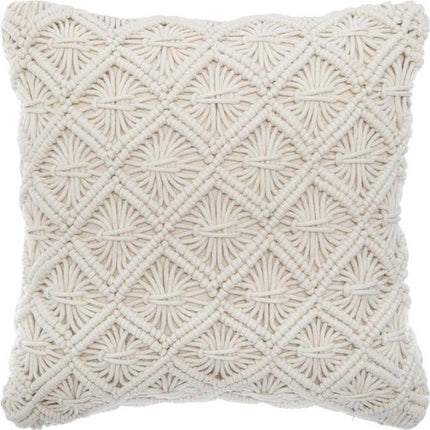 Coussin macramé avec franges 40x40cm beige