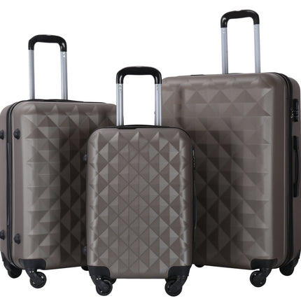 Lot de 3 valises gris foncé – Valises rigides en ABS avec roues à 360° et cadenas à combinaison – Valises de voyage S/M/L