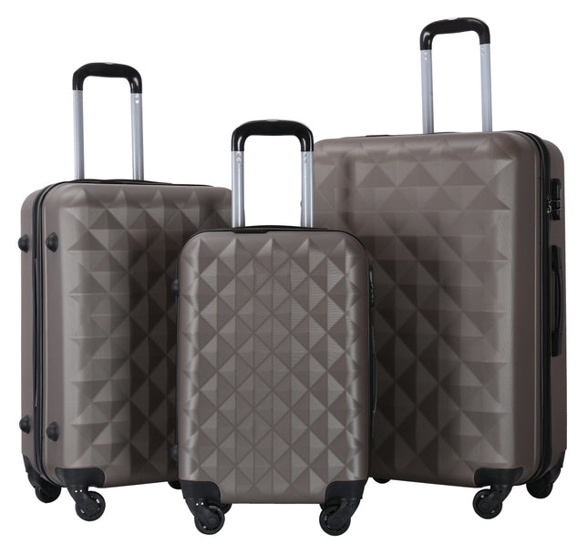 Lot de 3 valises gris foncé – Valises rigides en ABS avec roues à 360° et cadenas à combinaison – Valises de voyage S/M/L
