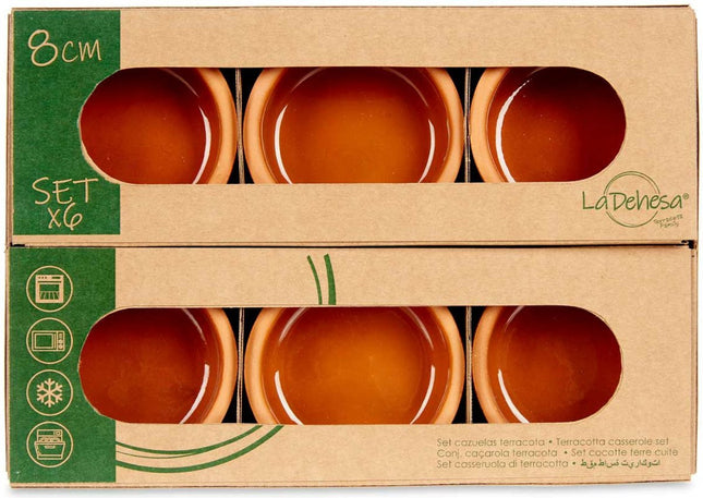 La Dehesa - Lot de 6 ramequins à tapas crème brûlée en terre cuite - marron 8 cm