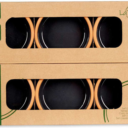 Lot de 6 ramequins à tapas crème brûlée, terre cuite noire, 12 cm