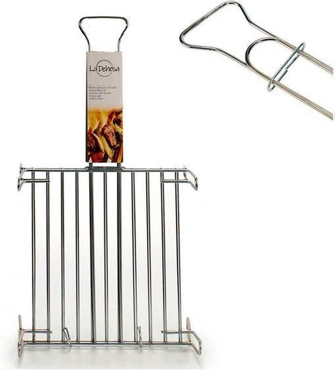 La Dehesa BBQ/barbecue braadrooster - grill verhoger - metaal - 32 x 32 x 8 cm - vlees/vis/groente