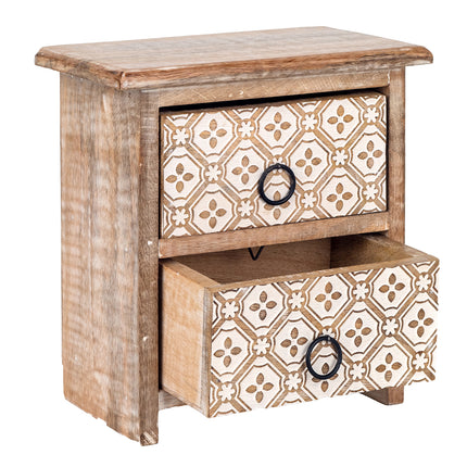 Commode à 2 tiroirs décorés 20x21 cm