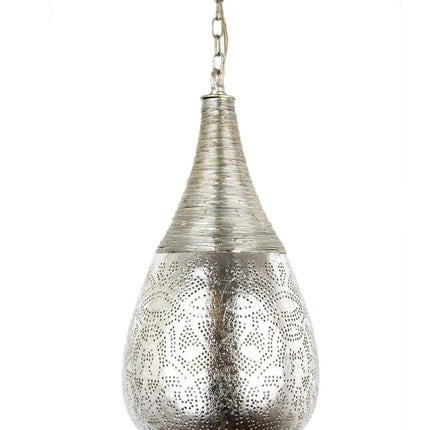 Suspension orientale en filigrane, design goutte et fil, argent vintage