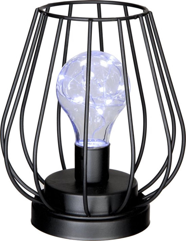 Lampe de table Art déco - modèle en fil de fer noir - ampoule LED incluse
