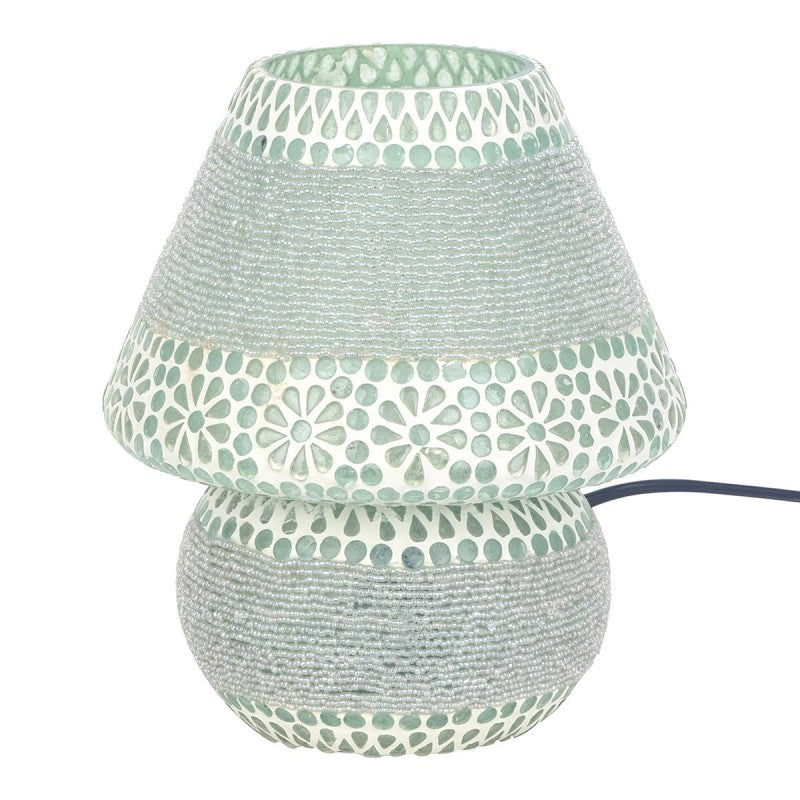 Table Lamp Mosaic Handmade – Oriental Design – Green/White – 23x19 cm