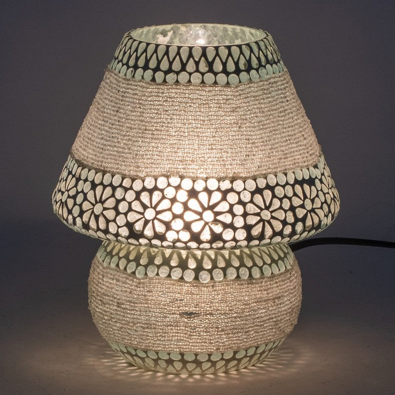 Table Lamp Mosaic Handmade – Oriental Design – Green/White – 23x19 cm