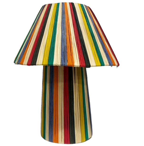 Abat-jour de lampe de table en raphia multicolore 34 cm