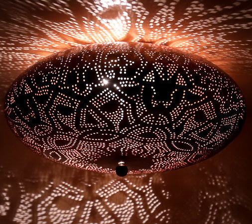 Oriental filigree ceiling lamp 38 cm - vintage copper