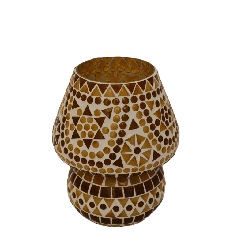 Mediterrane Tischleuchte Ø 13 braun-beige