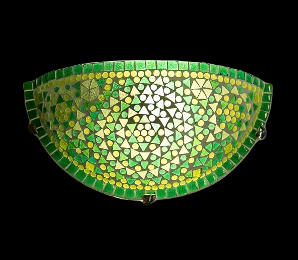 Applique murale méditerranéenne en mosaïque demi-lune - verte