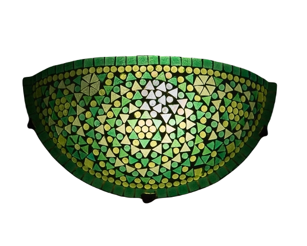 Applique murale méditerranéenne en mosaïque demi-lune - verte