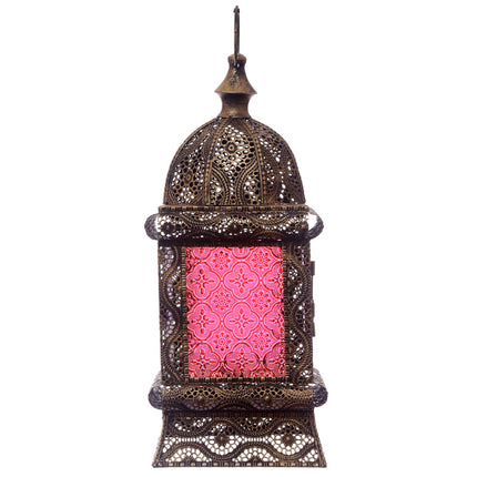 Lanterne marocaine sur pied, finition dorée