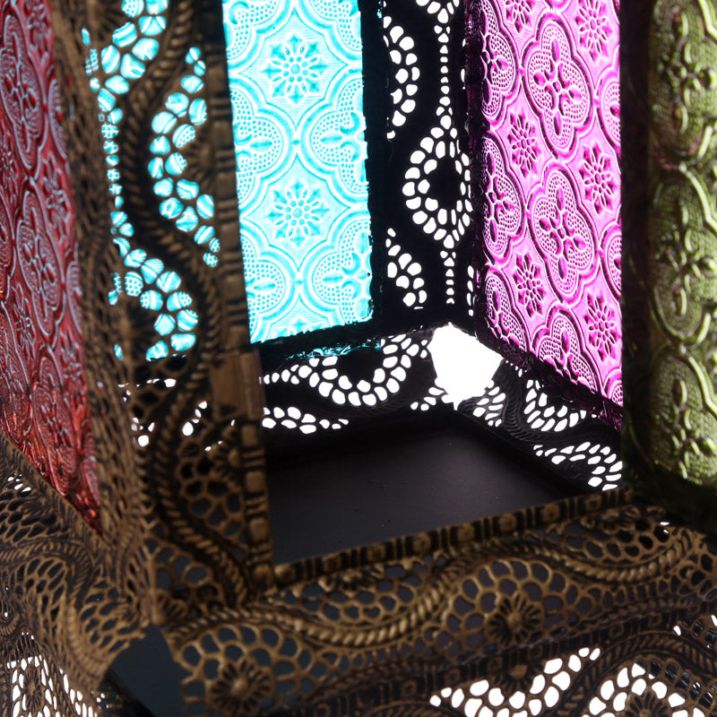 Standing Moroccan Lantern Gold-colored trim