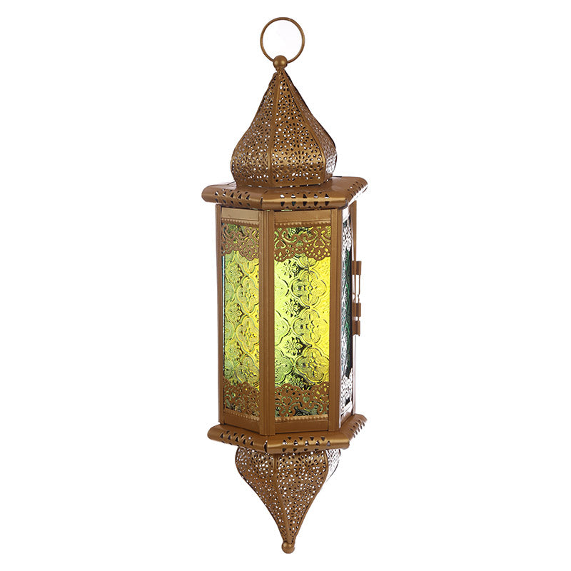 Large hanging dome gold-colored Moroccan lantern