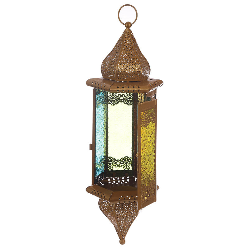Large hanging dome gold-colored Moroccan lantern