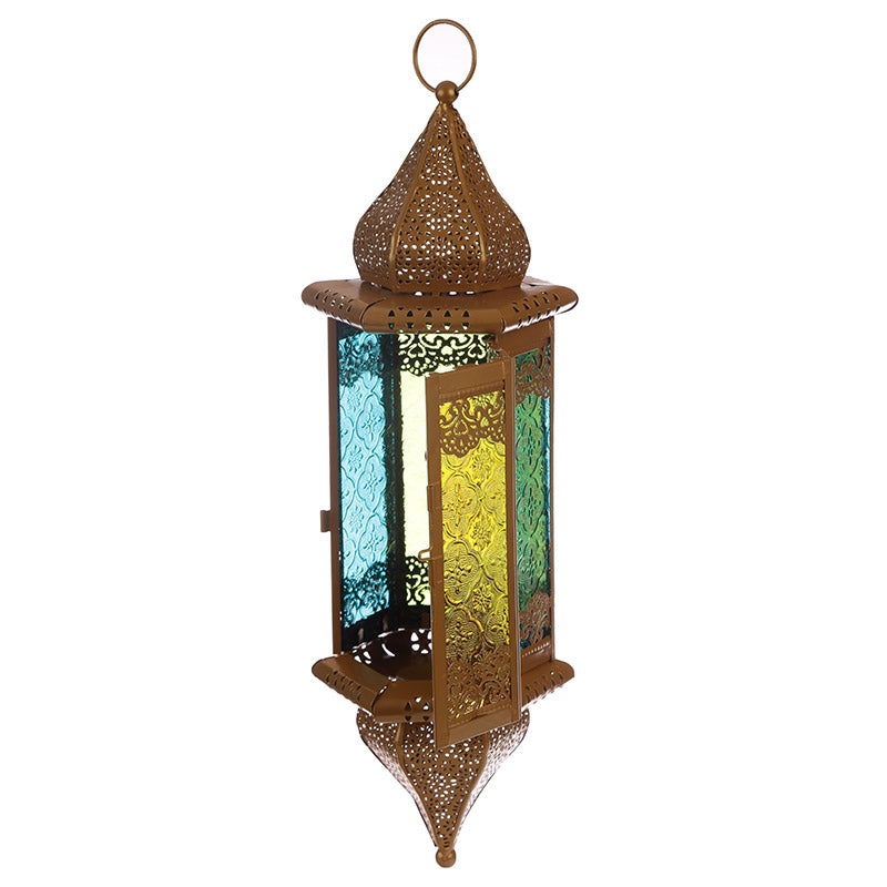Large hanging dome gold-colored Moroccan lantern