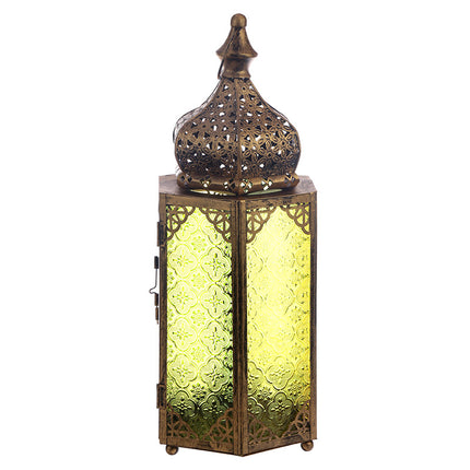 Lanterne marocaine coupole dorée sur pied