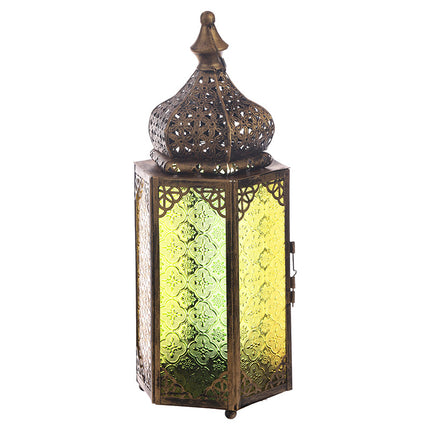 Lanterne marocaine coupole dorée sur pied