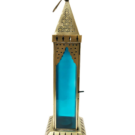 Lanterne marocaine or - verre bleu