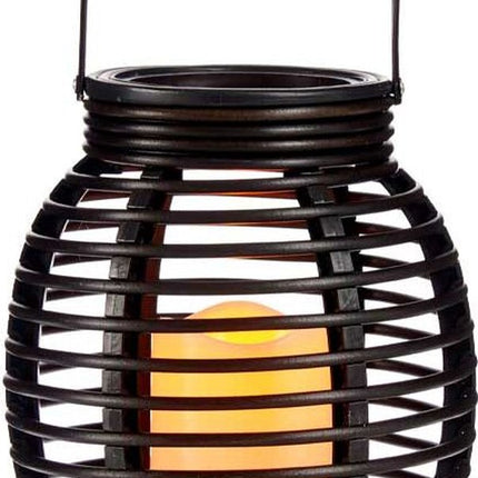 Lanterne à Bougie LED en Plastique Noir Marron Foncé 20 Cm