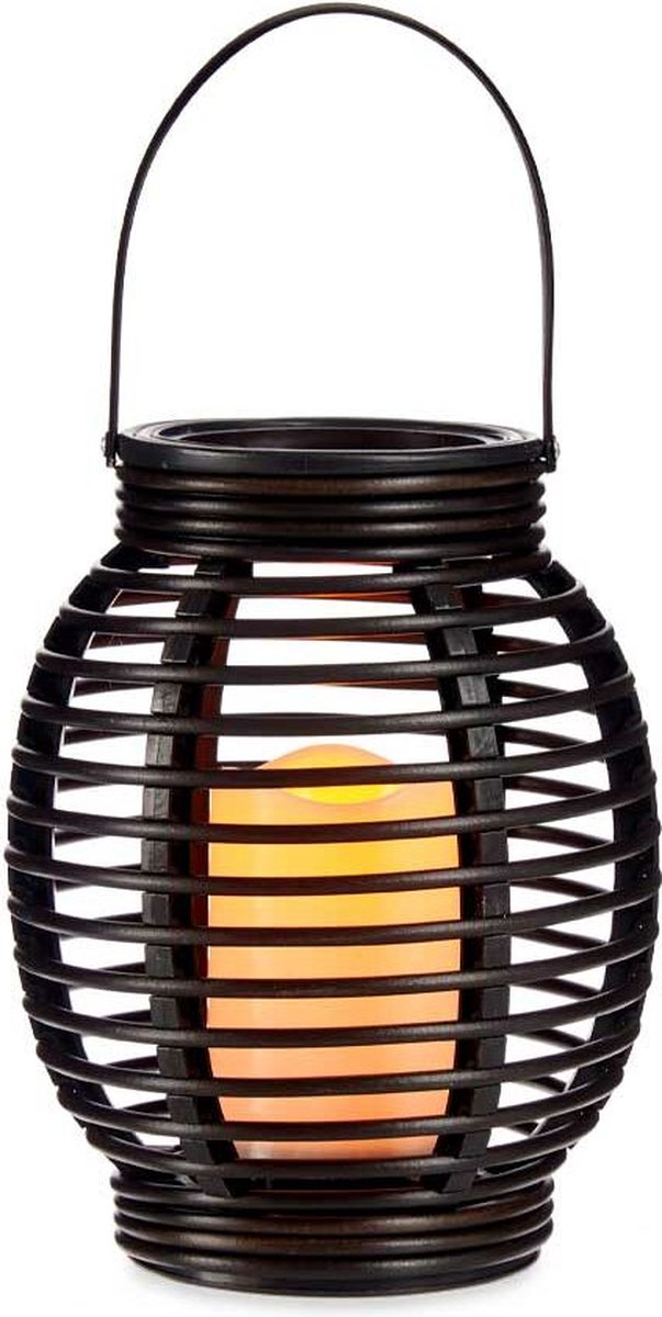 Lanterne à Bougie LED en Plastique Noir Marron Foncé 20 Cm