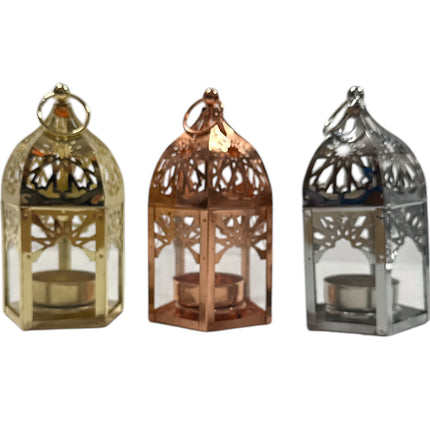 Lanterne Orientale Miniature en Métal - Bougeoir 13 cm