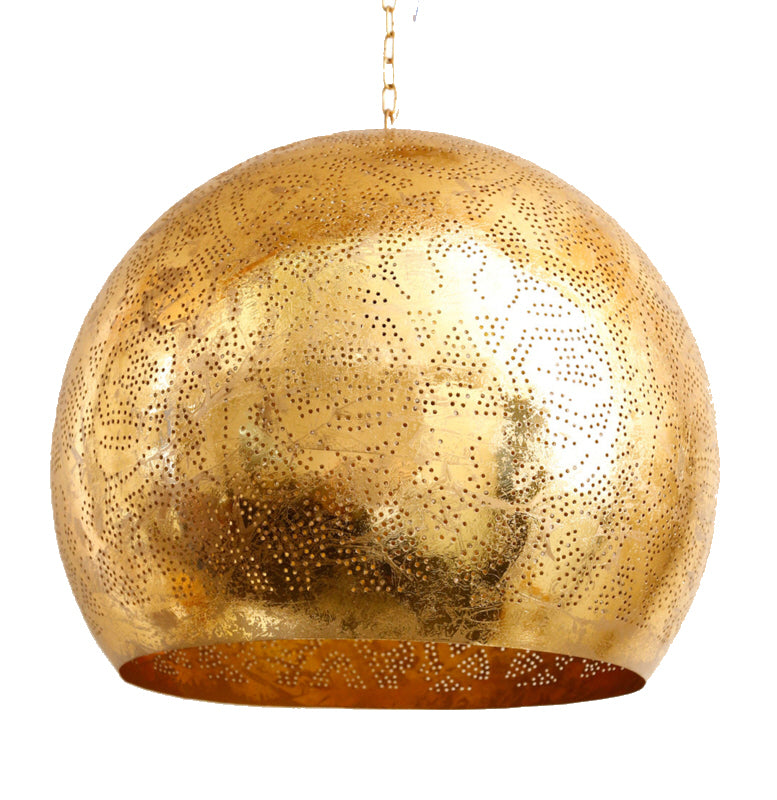Oriental pendant lamp sphere filigree style XL - vintage gold