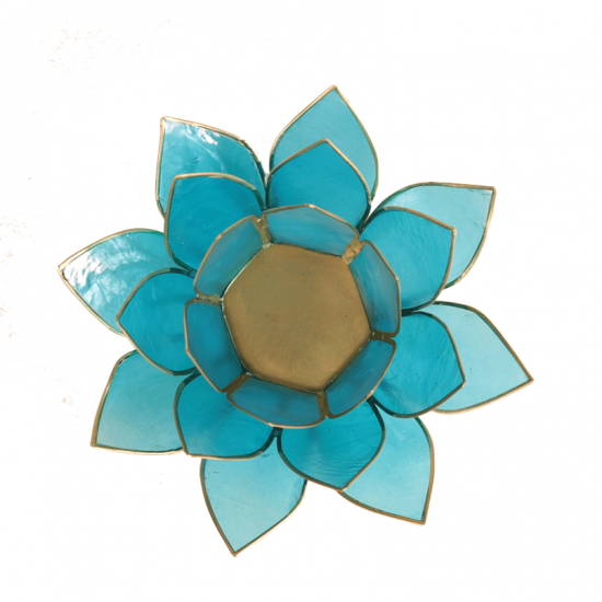 Photophore Lotus bleu aigue-marine