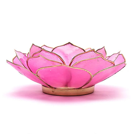 Lotus photophore ambiance orientale forme feuille rose bord doré