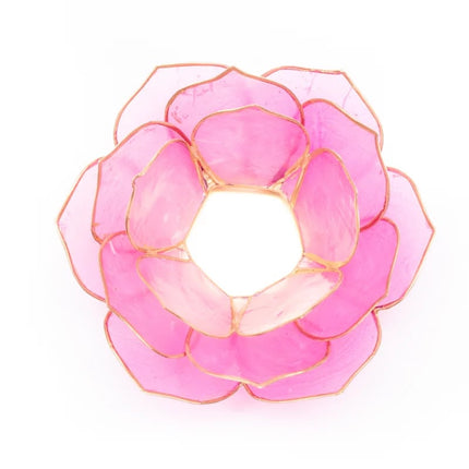Lotus photophore ambiance orientale forme feuille rose bord doré
