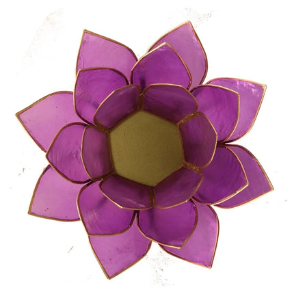 Photophore Lotus lilas, bordure dorée