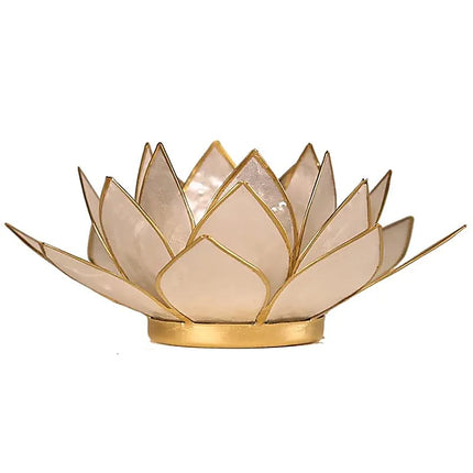 Photophore Lotus nacré à bord doré