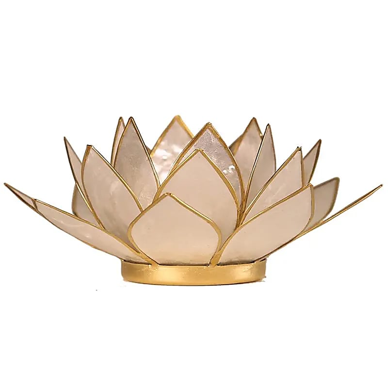Lotus Teelichthalter Perlmut Goldrand