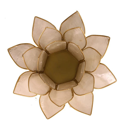 Photophore Lotus nacré à bord doré