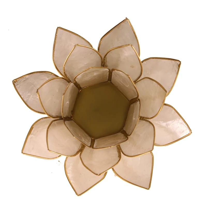 Lotus Teelichthalter Perlmut Goldrand