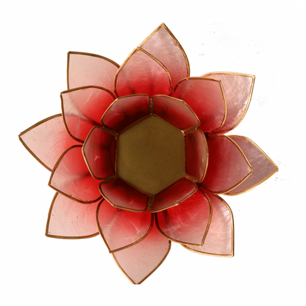 Photophore Lotus rouge/rose liseré or