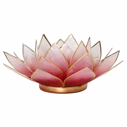 Photophore Lotus rouge/rose liseré or