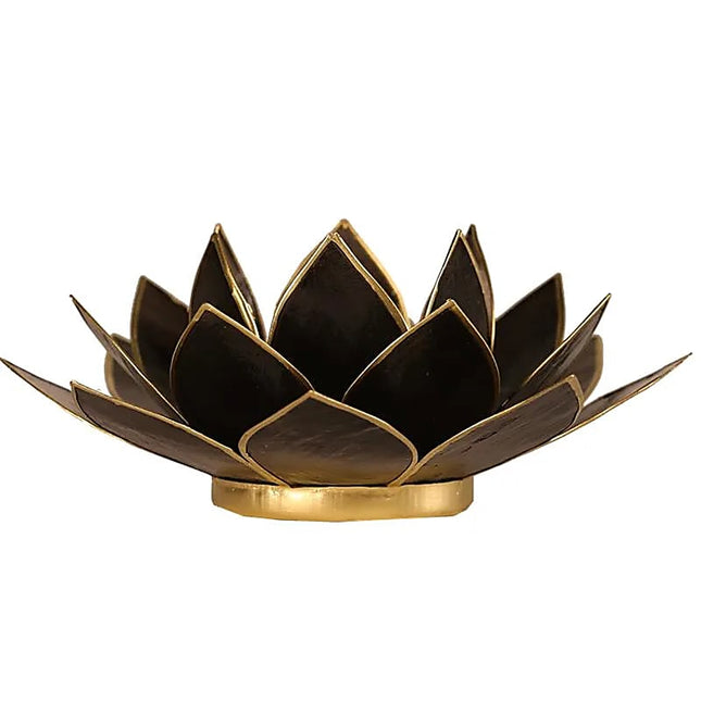 Photophore Lotus noir bord doré