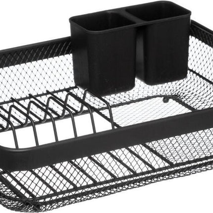 Afdruiprek/afwasrek zwart met lekbak 43 x 32 cm van metaal