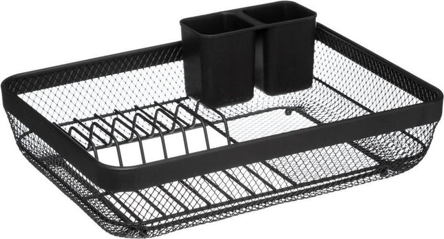 Afdruiprek/afwasrek zwart met lekbak 43 x 32 cm van metaal