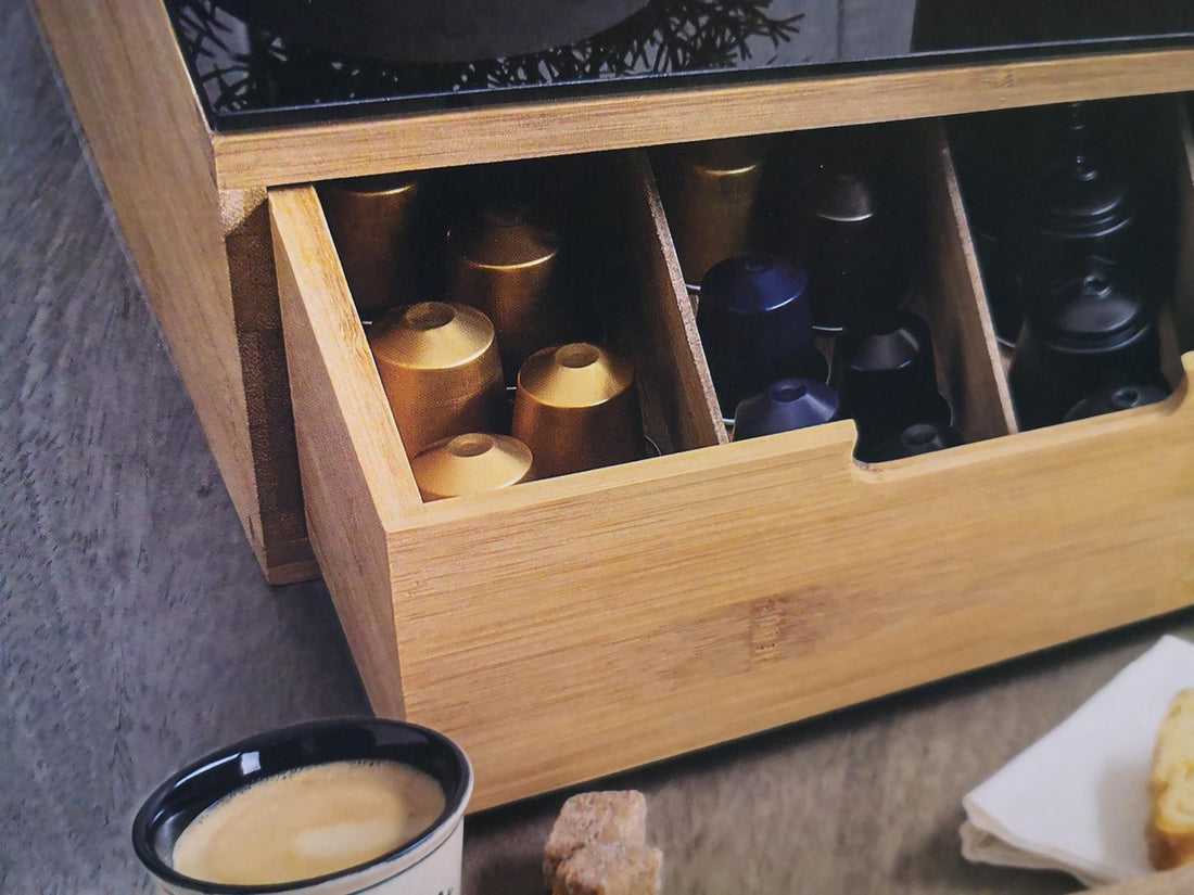 Luxuriöser Kapselhalter für Kaffeekapseln - Bambus