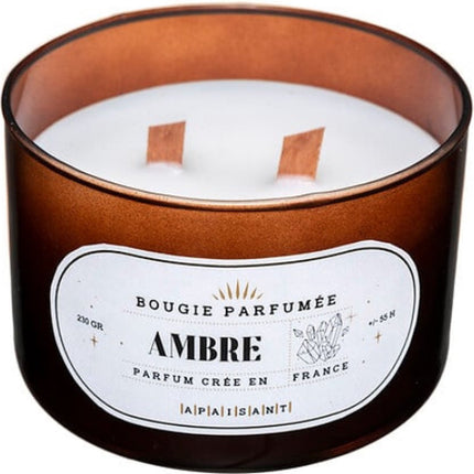 Coffret Cadeau de 3 Bougies Parfumées de Luxe – Patchouli, Ambre et Jasmin – Mèche en Bois Crépitante