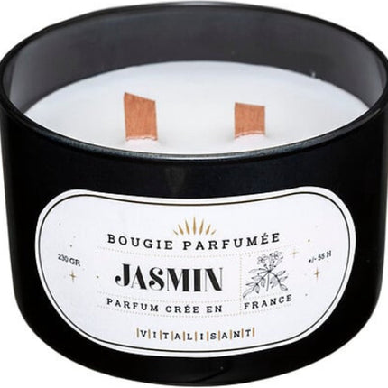Coffret Cadeau de 3 Bougies Parfumées de Luxe – Patchouli, Ambre et Jasmin – Mèche en Bois Crépitante