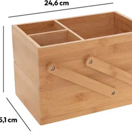 Organisateur de maquillage de luxe à 2 niveaux – Bois de Bambou